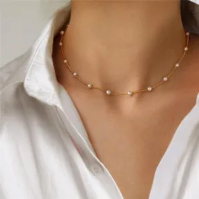 Beads Women Neck Chain Kpop Pearl Choker Necklace