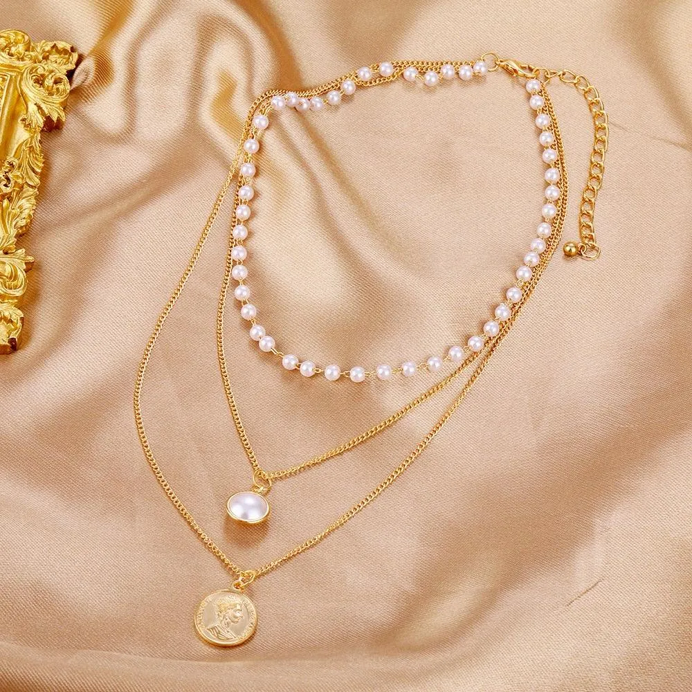 Beads Women Neck Chain Kpop Pearl Choker Necklace