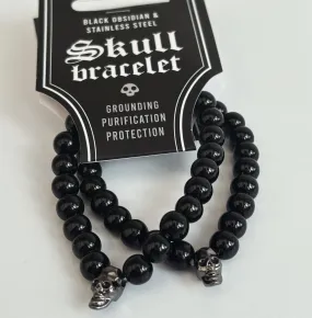Black Obsidian Skull Bracelet
