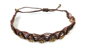 Brown Handmade wax Thread Macrame Anklet
