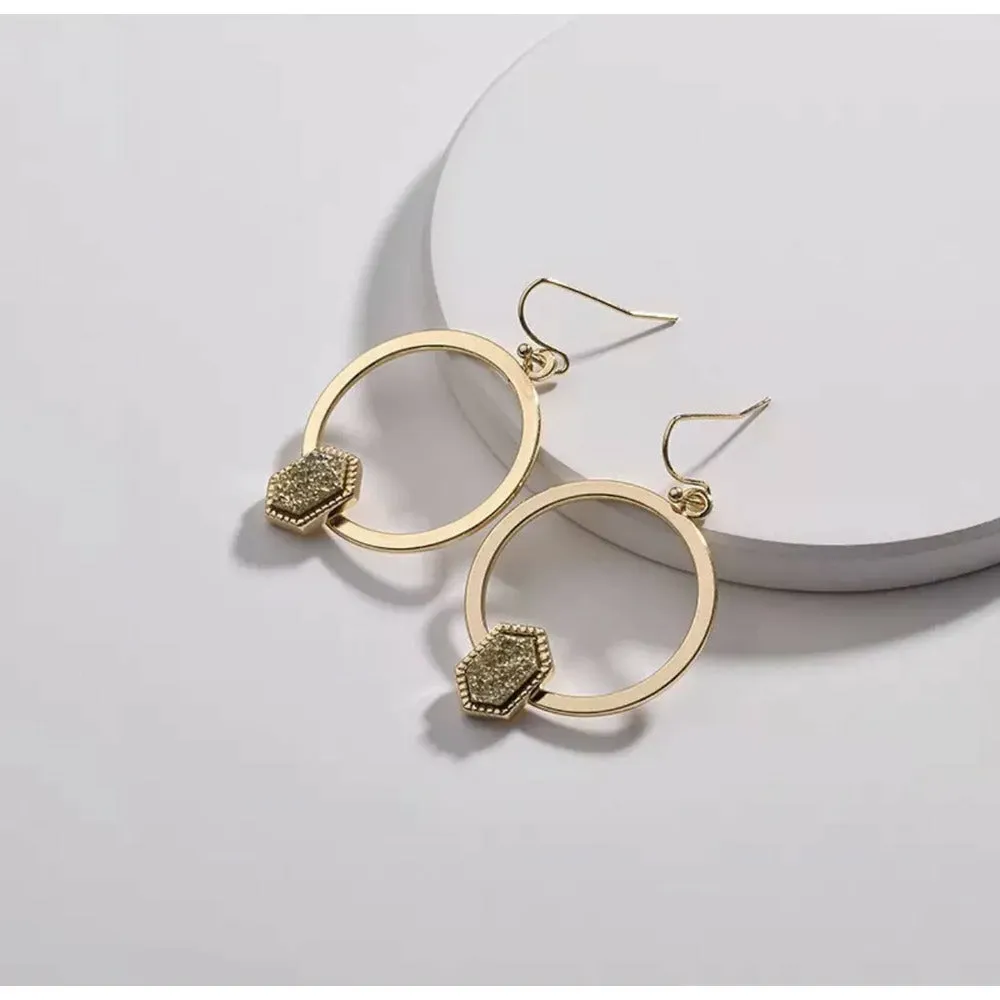 Choi Drusy Geometric Drop Earrings