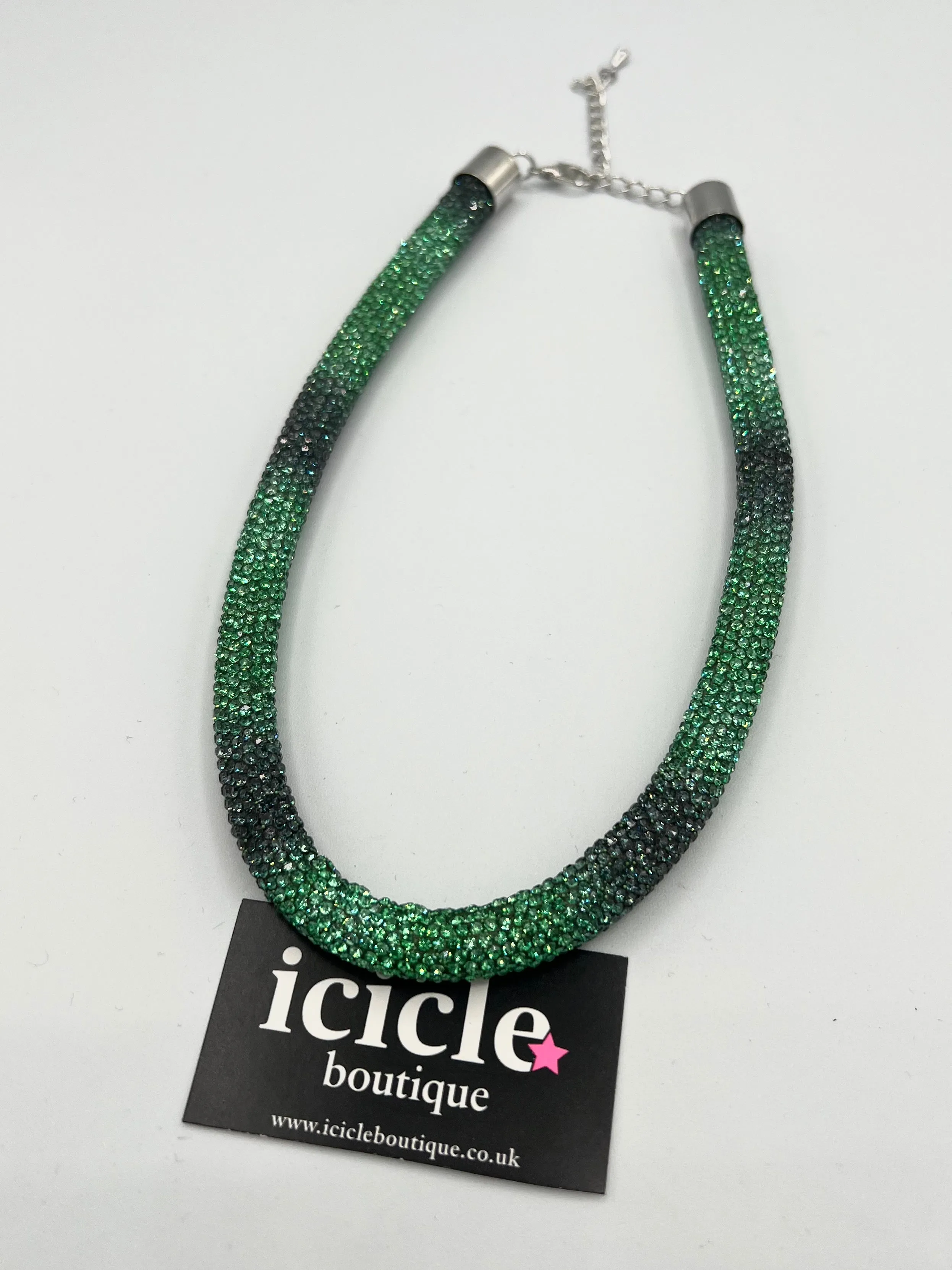 Crystal Tube Necklace - 7 Colours