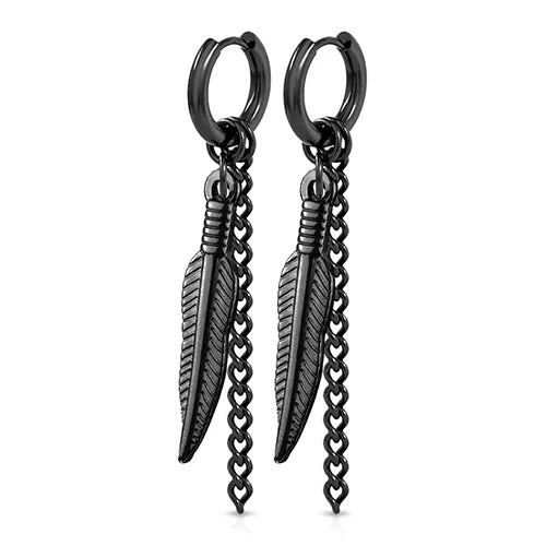 Feather & Chain Hoop Earrings