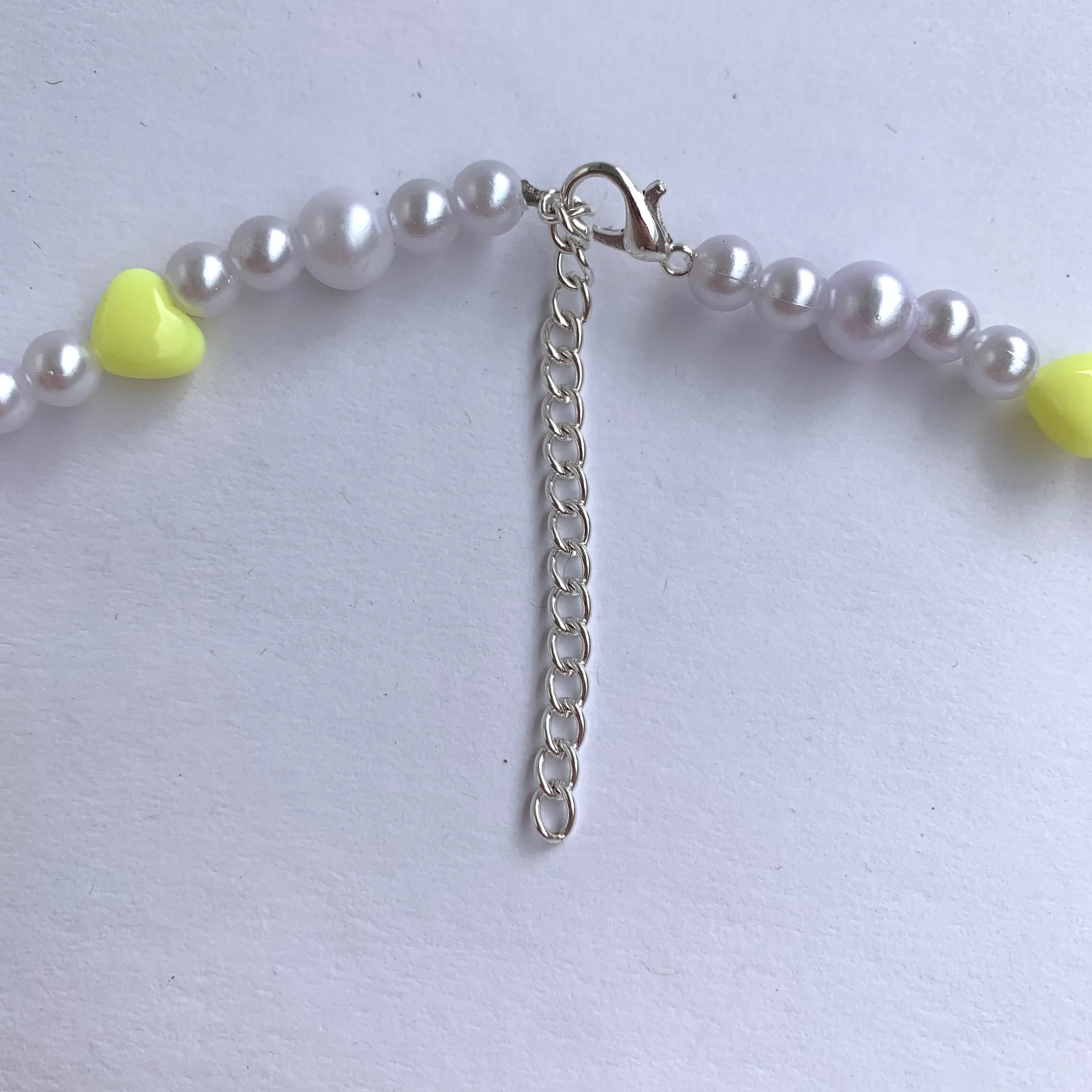 Heart Pearl Necklace - Yellow