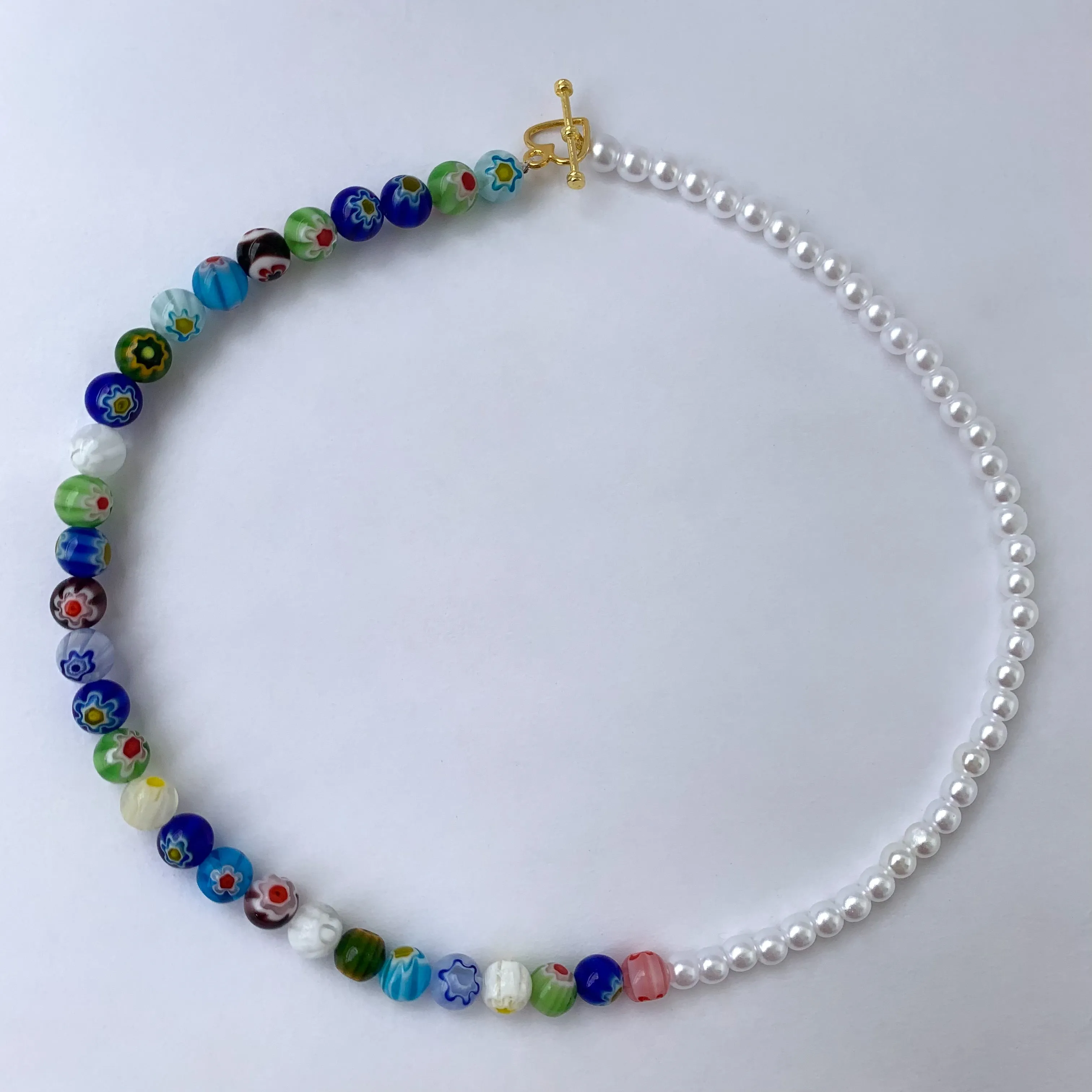 Millefiori Pearl Necklace