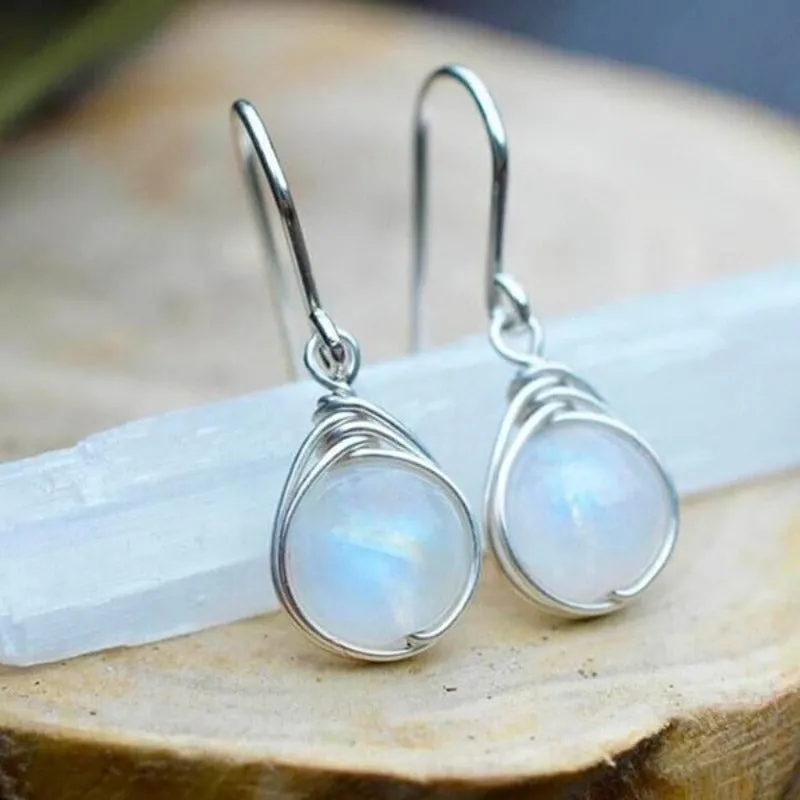 Natural Gold Opal Hook Dangle Earrings for Women Wedding Jewelry