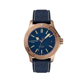 New Christopher Ward C60 Trident Bronze Pro 600 Diver 38mm Vintage Blue Watch