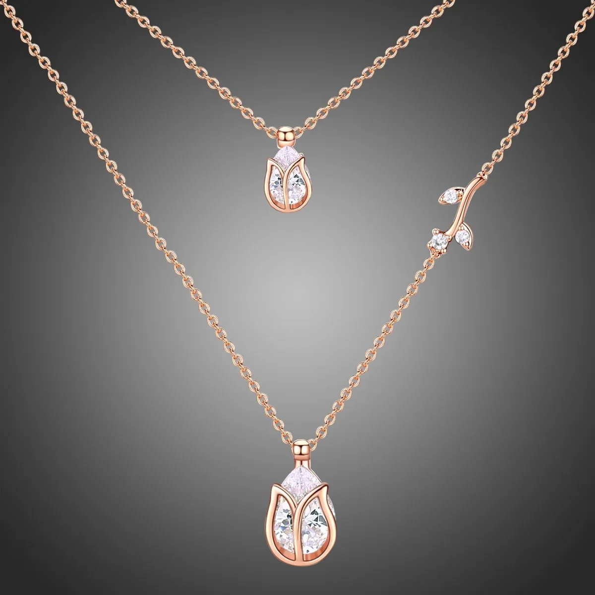 Pear Cut Clear Cubic Zirconia Necklace KPN0249