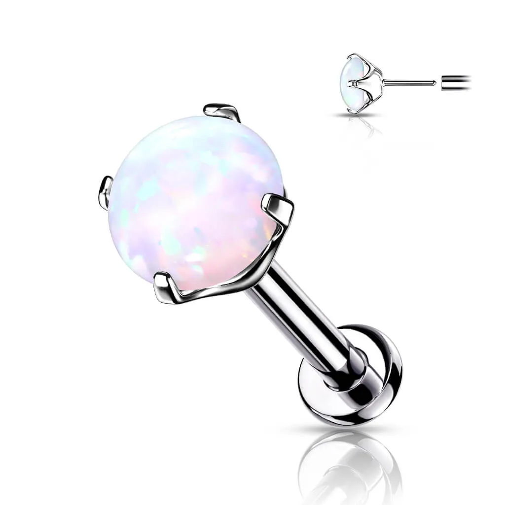 Titanium Labret Opal Silver Push-In
